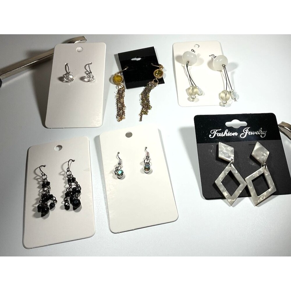 Lot of 6 Pairs Dangle Pierced Earrings Silver & Gold Tone Fashion Jewelry New